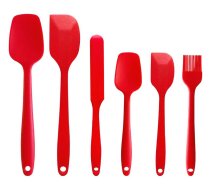 Virtuves piederumu komplekts, 6 daļas, silikons, sarkans - kitchen utensils, silicone spatulas, kitchen tool set