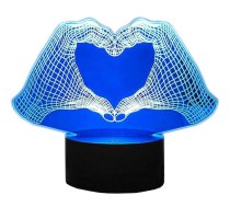 3D LED nakts lampiņa Rokas sirds formā ZD98C, RGB - 3D night light, LED heart lamp, RGB mood light