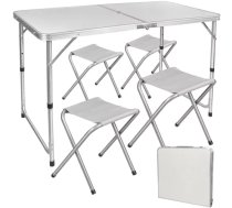 Trizand kempinga komplekts: galds un 4 krēsli, saliekams - camping set, folding table, camping chairs
