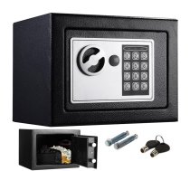 Elektroniskais Mēbeļu Seifs Mājām Ofisam ar Digitālo Ciparu Kodu un Atslēgu, Melns l Electronic Safe with Digital Code and Key