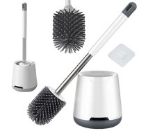 Piekarināma Silikona Tualetes Birste, Balts/Pelēks | Silicone Toilet Brush - toilet accessories, toilet paper holder