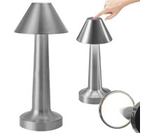 Bezvadu galda naktslampiņa ar skārienvadību, 3 gaismas toņi, sudraba - wireless table lamp, night light