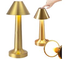 Bezvadu LED galda lampa, skārienvadība, 3 gaismas toņi, zelta - table lamp, night light, wireless lamp