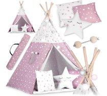 Nukido Bērnu Tipi Telts Vigvams ar Apgaismojumu, Rozā zvaigznes | Children Tent Tipi with Lights
