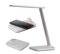 Salokāmā Regulējama LED Galda Lampa ar QI Bezvadu Uzlādi, Balts | Desk LED Lamp with Wireless Charger Qi