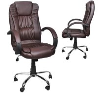 Ādas Ofisa Mājas Istabas Kabineta Biroja Krēsls, Brūns | Leather Office Chair