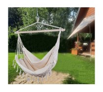 Dārza Šūpuļtīkls Šūpuļkrēsls ar Koka Rāmi 95х130 cm, Bēšs | Brazilian Hanging Garden Chihee Swing Hammock Chair