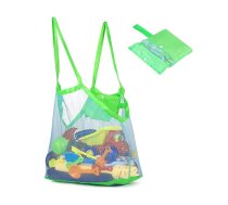 Lielā saliekamā pludmales soma, Zaļa | Large Foldable Mesh Beach Bag