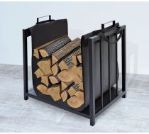 Metāla Grozs Turētājs Malkas Briķešu Uzglabāšanai un Pārnēsāšanai ar Audekļa Somu Maisu | Fireplace Log Holder Firewood Metal Basket