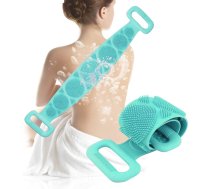 Divpusējs Silikona Sūklis Birste Masažieris Ķermenim un Kājām, Zaļš | Bath Sponge Shower Body Legs Massager Silicone Brush