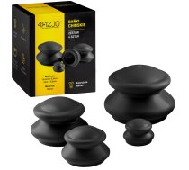 4Fizjo gumijas Ķīnas bankas ķermeņa masāžai, 4 gab., melnas - chinese cupping, massage cups, rubber cupping