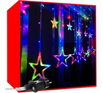 LED Ziemassvētku Virtene Gaismas Aizkars Zvaigznes, 138 LED, Krāsaina | Fairy Christmas Light Curtain Stars, Multicolor