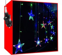 LED Ziemassvētku Virtene Gaismas Aizkars Zvaigznes, 108 LED, Krāsaina | Fairy Christmas Light Curtain Stars, Multicolor