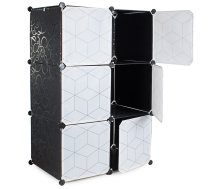 Modulārs drēbju skapis ar 6 segmentiem un pakaramo stieni, melns - modular wardrobe, clothes closet, portable wardrobe