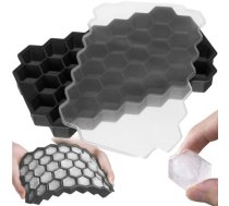 Silikona Forma Veidne ar Vāku Ledus Kubiņu Pagatavošanai, Melns | Ice Cube Maker Mold Tray