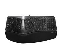 Vadu ergonomiskā tastatūra klaviatūra Delux GM901U Hub, melns | Wired Ergonomic Keyboard