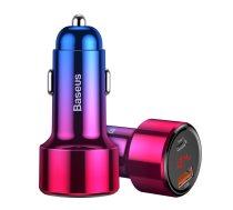 Baseus Magic Series Car Charger with Digital Display USB QC 3.0 / USB Type C QC 4+ 45W 6A, Red | Automašīnas Telefona Lādētājs