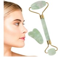 Nefrīta Sejas Rullītis un Gua Sha Kakla Dekoltē Zonas Masieris | Jade Roller for Face and Neck Anti Ageing Massager Gua Sha