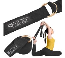 4FIZJO Jogas josta, pilates josla, muskuļu stiepšanās siksna, Melna | Stretching Belt Yoga Pilates Strap