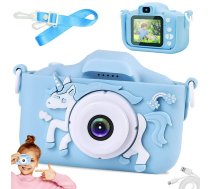 Bērnu Mini Fotoaparāts Digitālā Kamera ar Spēlēm Vienradzis, 1080P, Zils | Children HD Digital Camera
