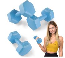 4Fizjo 677 bitumena hanteles, 2 x 2 kg, zilas - dumbbells 2kg, bitumen dumbbells, 4fizjo dumbbells