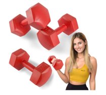 4Fizjo bituma hanteles, 2 x 3 kg, sarkanas - dumbbells 3kg, bitumen dumbbells, fitness dumbbells