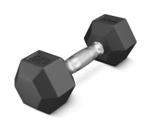 4Fizjo HEX Sešstūra Hantele 5 kg, Melna - hex dumbbell, 5kg dumbbell, rubber coated dumbbell