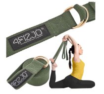 4FIZJO Jogas josta, pilates josla, muskuļu stiepšanās siksna, Zaļa | Stretching Belt Yoga Pilates Strap