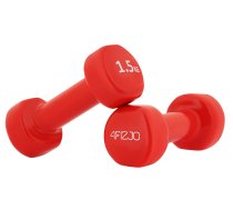 4Fizjo Vinila Hanteles Fitnesam Aerobikai 2 x 1.5 kg, Sarkanas komplekts | Vinyl Dumbbells Set for Gym Fitness Workout