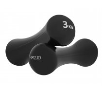 4Fizjo čuguna hanteles ar vinila pārklājumu 8-shape, 2 x 3 kg, melnas - dumbbells, cast iron dumbbells
