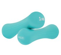 4Fizjo 8-shape čuguna hanteles ar vinila pārklājumu 2 x 1 kg, tirkīza - dumbbells 1kg, cast iron dumbbells