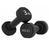 4Fizjo Classic čuguna hanteles ar vinila pārklājumu, 2 x 3 kg, melnas - 3 kg dumbbells, cast iron dumbbells