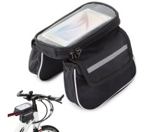 Velosomas komplekts rāmim ar telefona maciņu līdz 7.2", melns - bike frame bag, bicycle bag, phone holder for bike