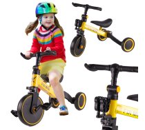 Bērnu trīsritenis ar pedāļiem, balansa velosipēds TRIKE FIX MINI 3in1, Dzeltens | Kids Running Bike Tricycle with Pedals