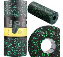 4FIZJO PRO+ Masāžas Putu Rullis Jogas Fitnesa Pilates Muskuļu Veltnis 33cm, Melns/Zaļš | Yoga Fitness Massage Foam Roller