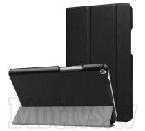 Huawei MediaPad T3 8.0 KOBE-W09C KOBE-L09A Tri-Fold Stand Smart Leather Case Cover, Black | Planšetes Vāciņš Maciņš Apvalks Grāmatiņa