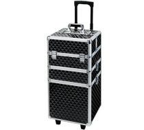 Kosmētikas Čemodāns Piederumu Koferis Kaste Soma Organaizers uz Riteņiem 61x36x25cm, melns | Cosmetic Suitcase Coffer Bag Organizer