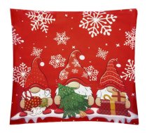 Dekoratīva Ziemassvētku spilvendrāna ar apdruku "Ziemassvētku rūķīši", 40x40 cm | Decorative Christmas pillowcase with print