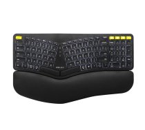 Bezvadu ergonomiska tastatūra ar apgaismojumu Delux GM902PRO BT+2.4G, melns | Wireless Ergonomic Keyboard with Backlight