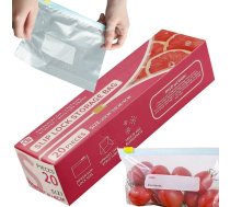 Atkārtoti lietojami plastmasas aiztaisāms pārtikas uzglabāšanas iepakojuma maisiņi, 600ml, 20 gab. | Reusable Plastic Sealed Zip Lock Food Storage Packaging Bags