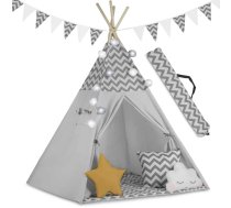 Telts Vigvams Spēļu Māja Bērniem ar Gaismas Virteni Nukido, Pelēka l Tepee Tent with Lights