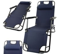 Saliekams dārza zvilnis un pludmales krēsls Zero Gravity 2in1, tumši zils - garden lounger, beach chair, folding chair