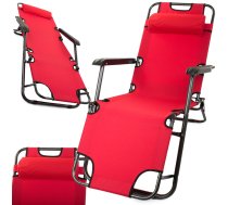 Saliekams dārza zvilnis un pludmales krēsls 2-in-1 Zero Gravity, sarkans - garden lounger, beach chair, folding chair