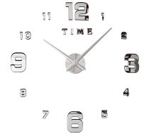 Liels 3D sienas pulkstenis, uzlīmējams, 130 cm, kluss, sudraba - 3D wall clock, adhesive clock, large wall clock