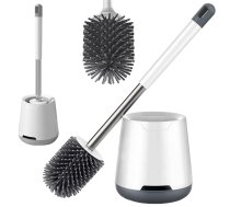 Silikona Tualetes Birste, Balts/Pelēks | Silicone Toilet Brush - toilet accessories, toilet paper holder