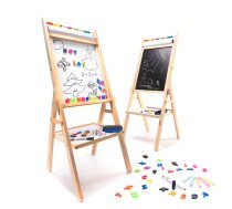 Divpusēja magnētiskā un krīta tāfele bērniem ar piederumiem, 38x37x90cm - kids board, magnetic board, chalkboard