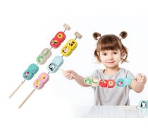 Koka Attīstošā Spēle Veramās Rotaļlietas 2-in-1, Dzīvnieku Mājas | Wooden Educational Toy Cubes on Rope, Animal Houses