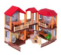 Rotaļu LED Leļļu Māja ar Mēbelēm un Lellēm DIY Konstruktors | Kids Toy Dollhouse with Furniture Dolls Constructor