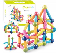 Magnētiskie Rotaļu Spēļu Bloki Bumbiņas Stienīši Konstruktors, 84 gab. | Magnetic Magic Blocks Bricks Balls