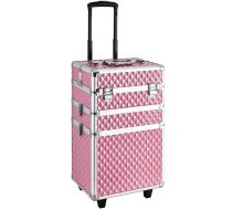 Kosmētikas Čemodāns Piederumu Koferis Kaste Soma Organaizers uz Riteņiem 61x36x25cm, rozā | Cosmetic Suitcase Coffer Bag Organizer